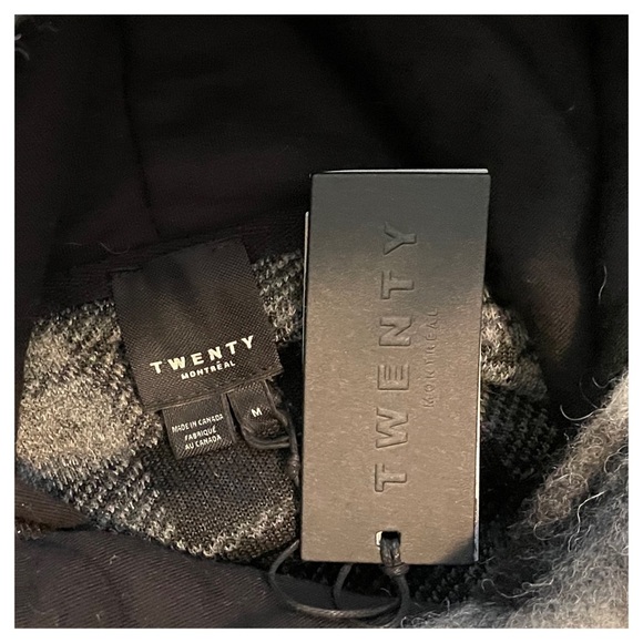 TWENTY MONTREAL CROPPED HOODIE WOOL BLEND BLACK WHITE PLAID SIZE M NWT - Picture 8 of 9